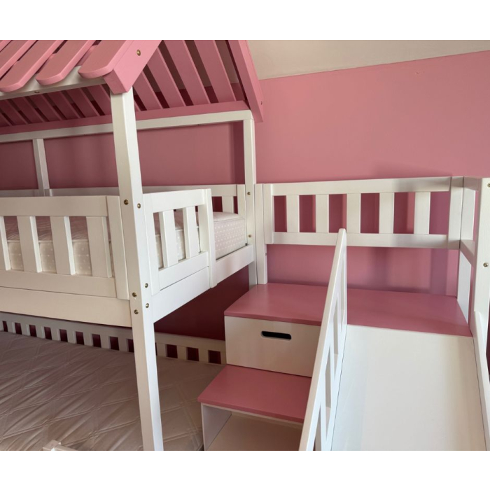 Hochwertiges Etagenbett mit Treppe und Rutsche aus Massivholz in Graz